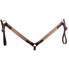 BC125-4RO DARK- Dark oil harness leather w/ rough out front breast collar BC125-4RO DARK- Dark oil harness leather w/ rough out front breast collar