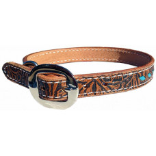 BROWN FLORAL / TURQUOISE LACE DOG COLLAR