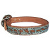 TURQUOISE FLORAL / WHISKEY BROWN LACE DOG COLLAR