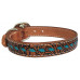 BROWN FLORAL / TURQUOISE LACE DOG COLLAR