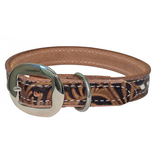 COPENHAGEN BROWN FLORAL / WHITE LACE DOG COLLAR