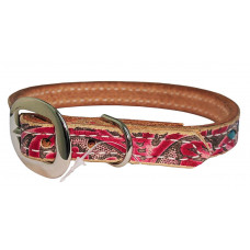 PINK FLAMINGO FLORAL/ TURQUOISE LACE DOG COLLAR