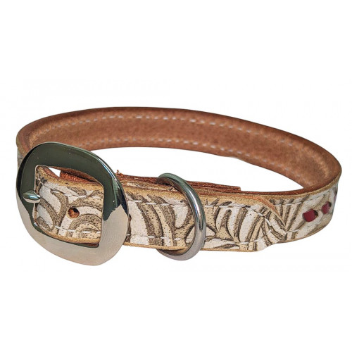 SAND FLORAL / RED LACE DOG COLLAR
