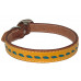 BANANA YELLOW PREMIUM LEATHER w/ TURQUOISE LACE DOG COLLAR