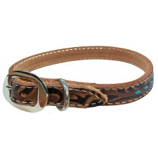 COPENHAGEN BROWN FLORAL / TURQUOISE LACE DOG COLLAR