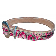 PINK FLAMINGO FLORAL / BLACK LACE DOG COLLAR