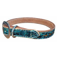 SEA TURQUOISE GATOR / WHISKEY BROWN LACE DOG COLLAR