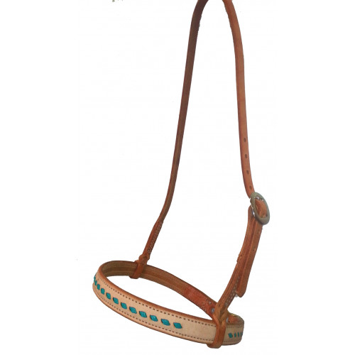 NB3-4BS- Harness leather noseband w/ buck stitched roughout overlay.