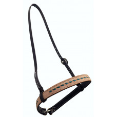 NB3-4BS-C- Chocolate bridle leather noseband w/ buck stitched roughout overlay.