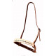 NB3-4BS-C- Chocolate bridle leather noseband w/ buck stitched roughout overlay.