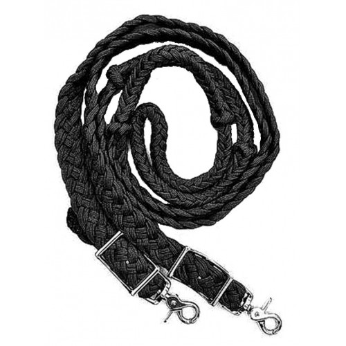 470000- Black braided paracord barrel rein. NP hardware 470000- Black braided paracord barrel rein. NP hardware
