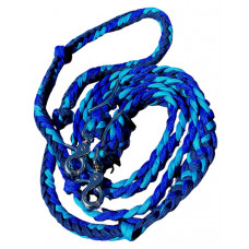 470000-Royal Blue, Sky Blue, & Navy braided paracord barrel rein. NP hardware 470000-Royal Blue, Sky Blue, & Navy braided paracord barrel rein. NP hardware