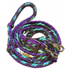 470000- Purple, Grey, & Mint braided paracord barrel rein. NP hardware 470000- Purple, Grey, & Mint braided paracord barrel rein. NP hardware