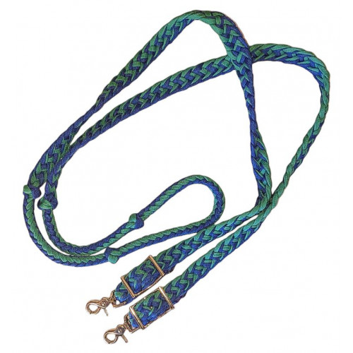 470000-Royal Blue & Mint braided paracord barrel rein. NP hardware 470000-Royal Blue & Mint braided paracord barrel rein. NP hardware