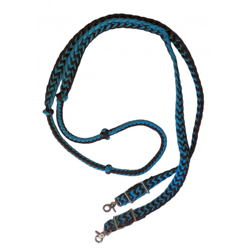 470000-Turquoise & Brown braided paracord barrel rein. NP hardware 470000-Turquoise & Brown braided paracord barrel rein. NP hardware