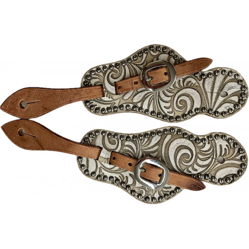 SS132LTWSP25-Sand floral lac thru spur straps