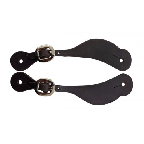 SS3332-C- Chocolate bridle leather shaped spur straps