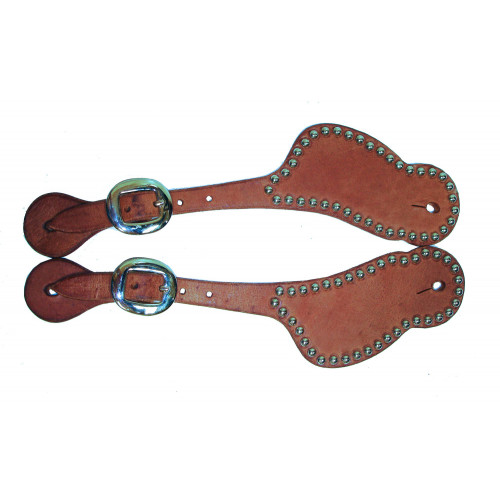 SS6132SP25-Harness leather shaped men's spur strap w/ cowboy dots