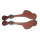 SS6132SP25-Harness leather shaped men's spur strap w/ cowboy dots