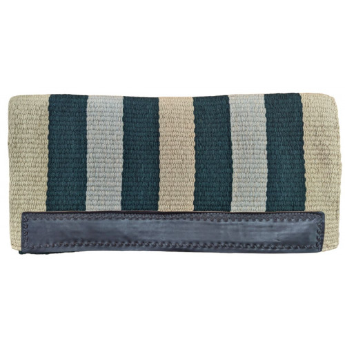 1424 Tan, Hunter Green, & Silver Casa Zia wool saddle blanket