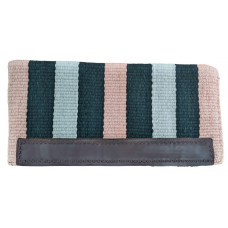 1424 Tan, Hunter Green, & Sky Blue Casa Zia wool saddle blanket
