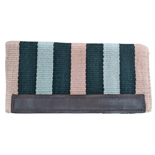 1424 Tan, Hunter Green, & Sky Blue Casa Zia wool saddle blanket